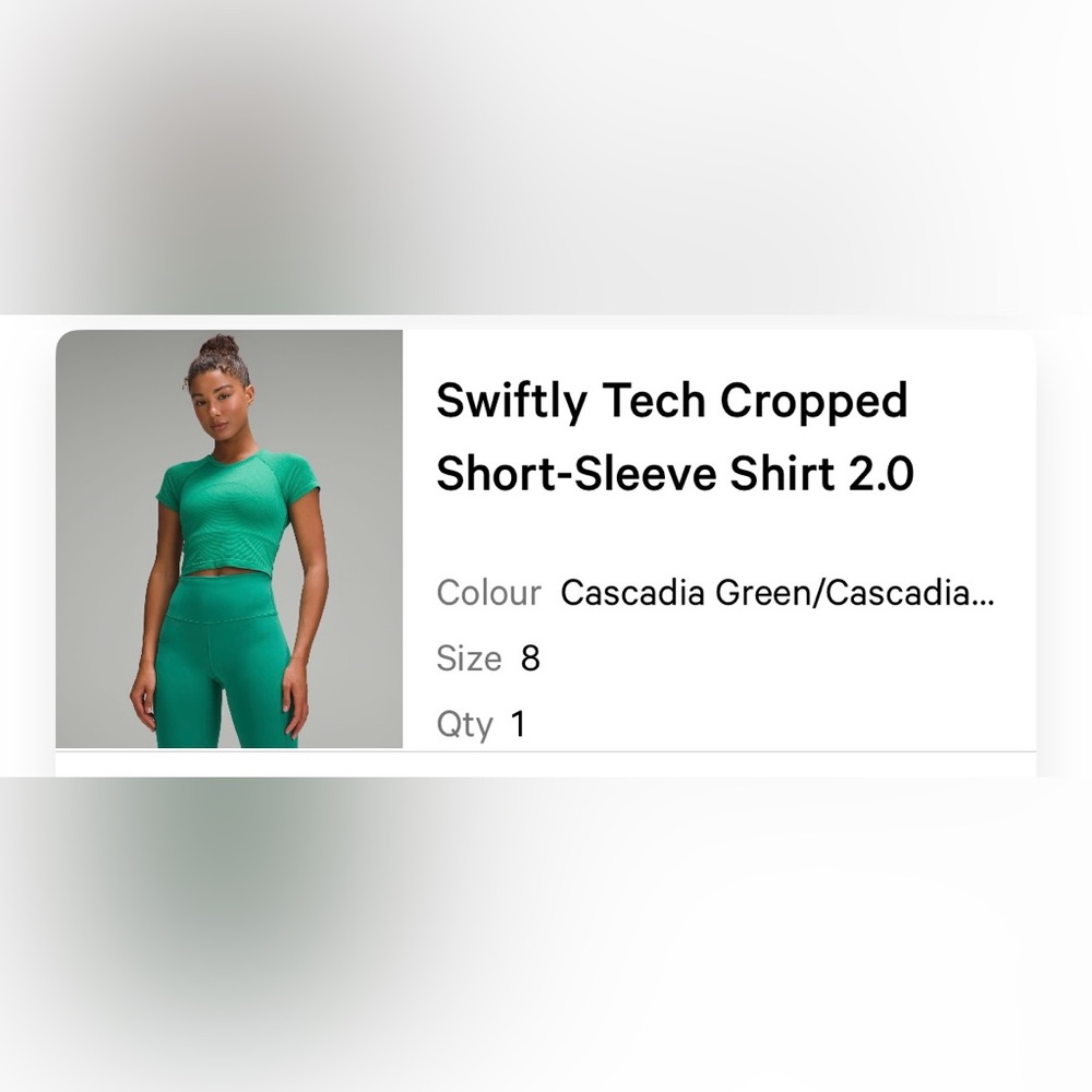 Swiftly Tech Cropped Short-Sleeve Shirt 2.0. Cascadia Green/Cascadia...